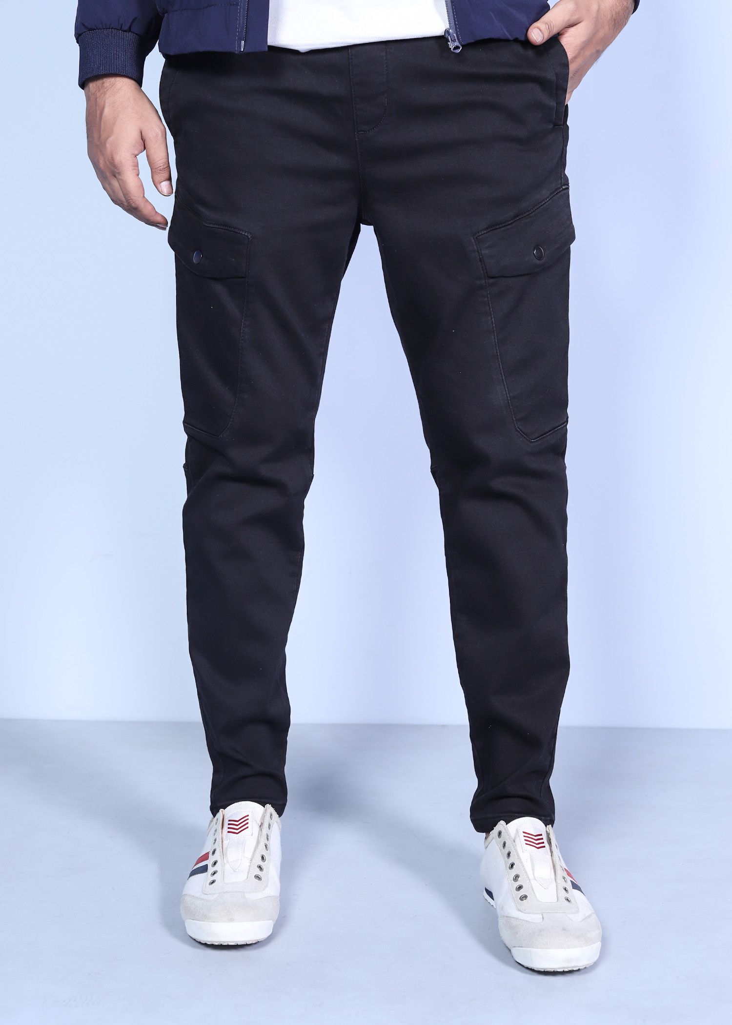 madison cargo jogger black color half front view