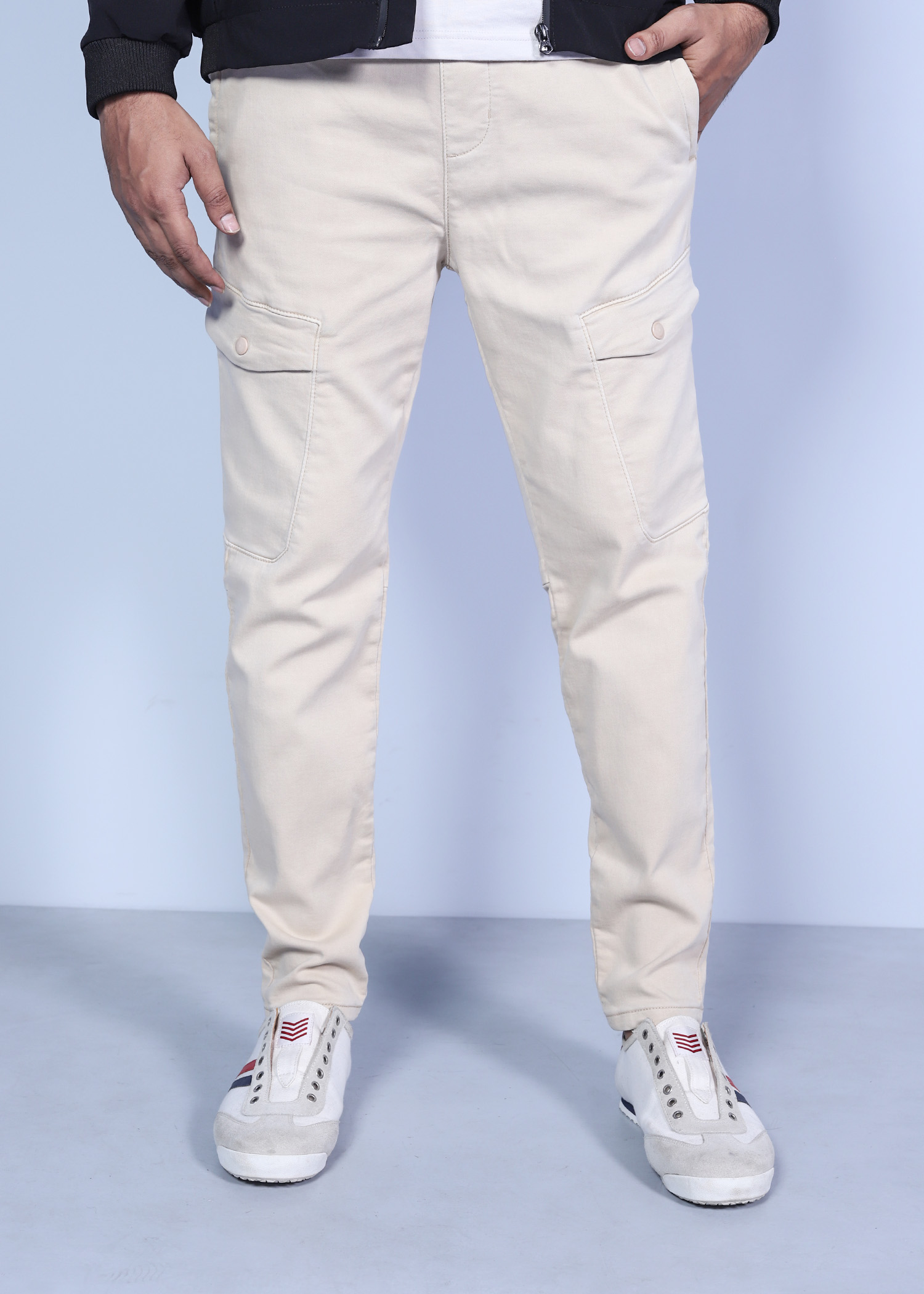 madison cargo jogger stone color half front view
