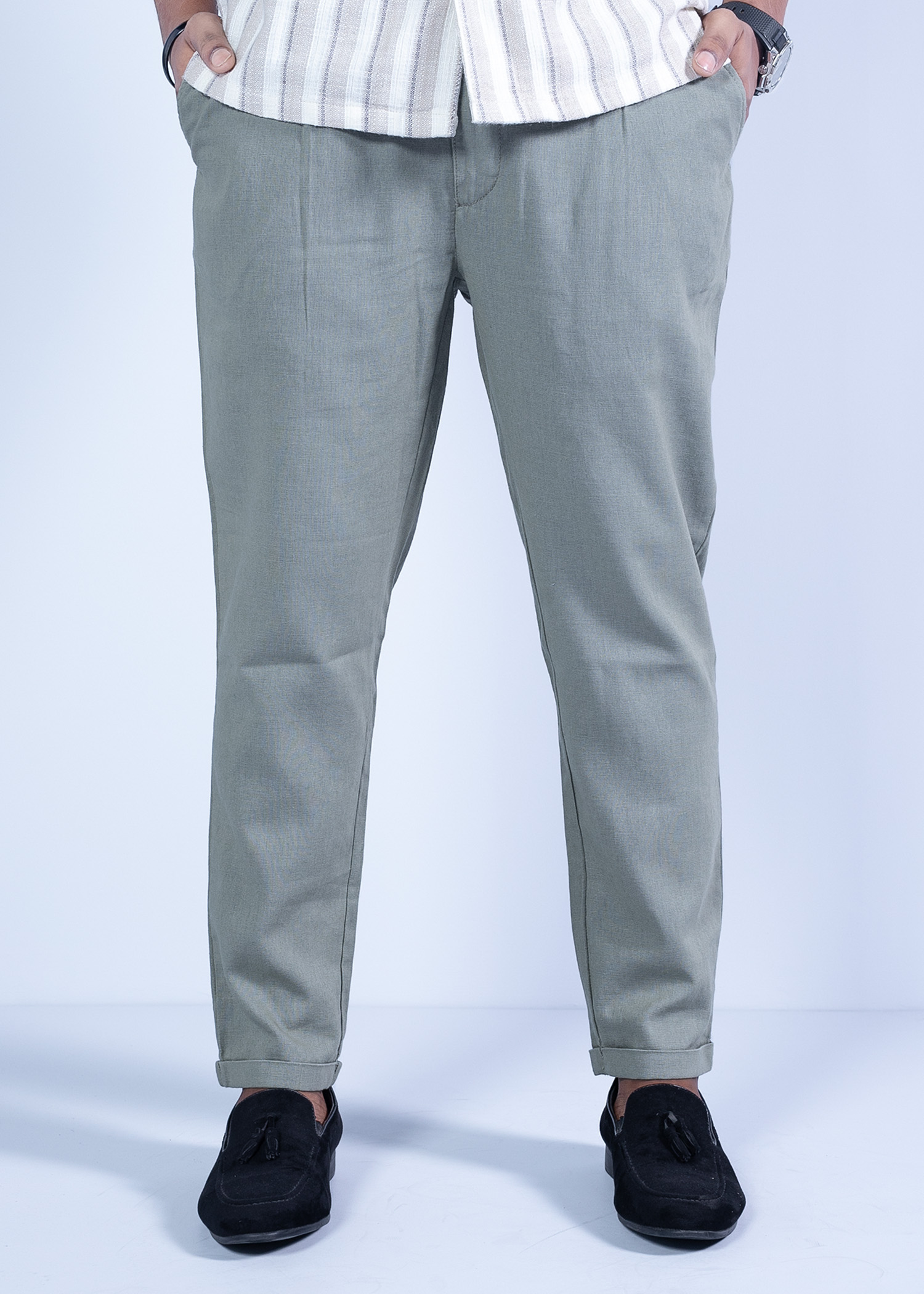 doha i cotton chino khaki half front view