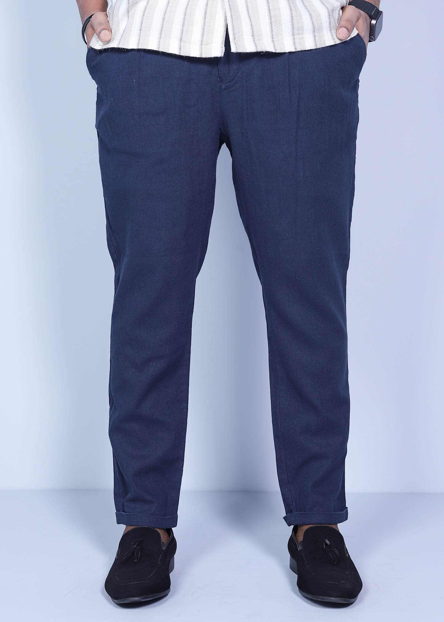 doha i cotton chino navy half front view