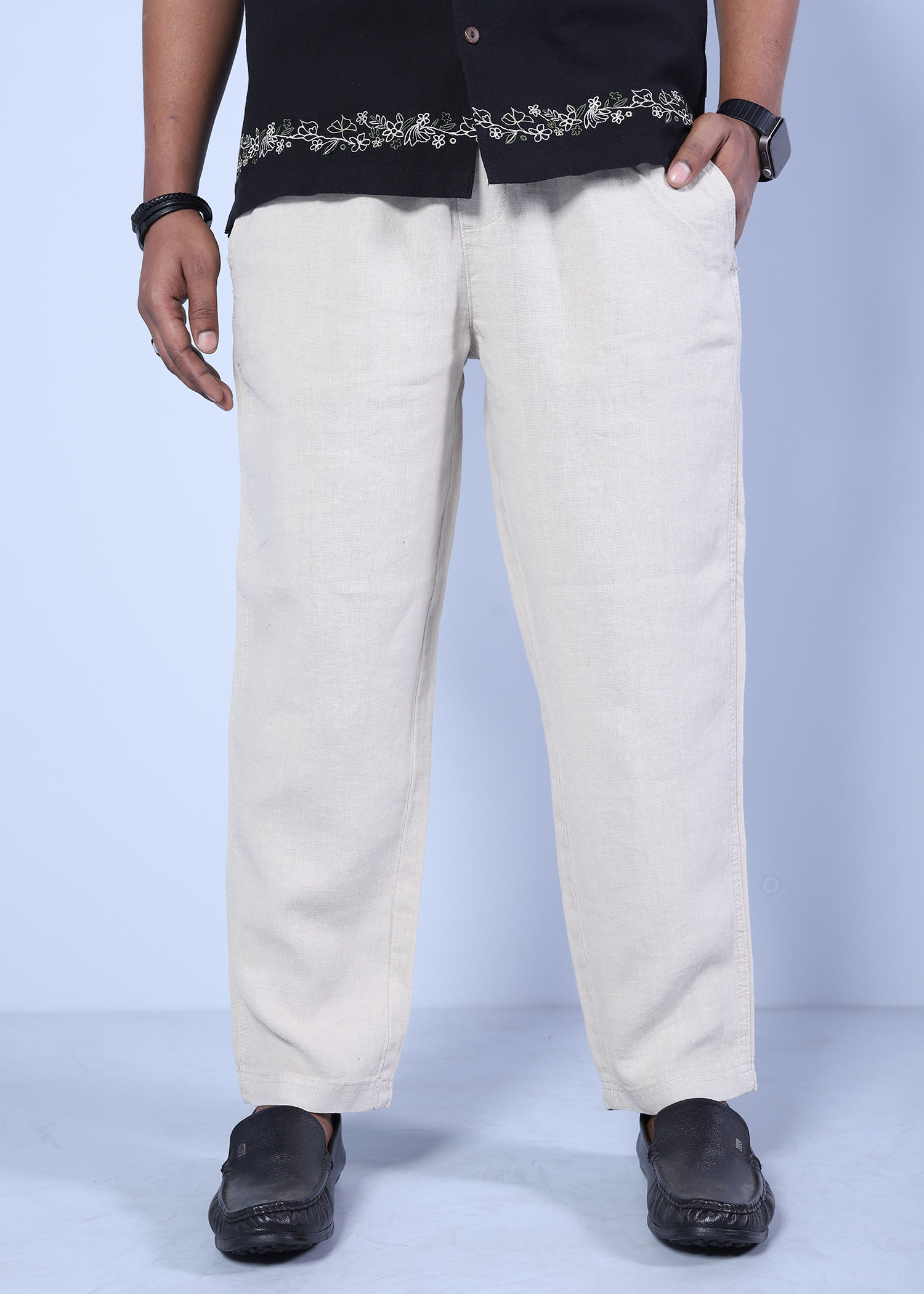 doha ii cotton chino sand half front view