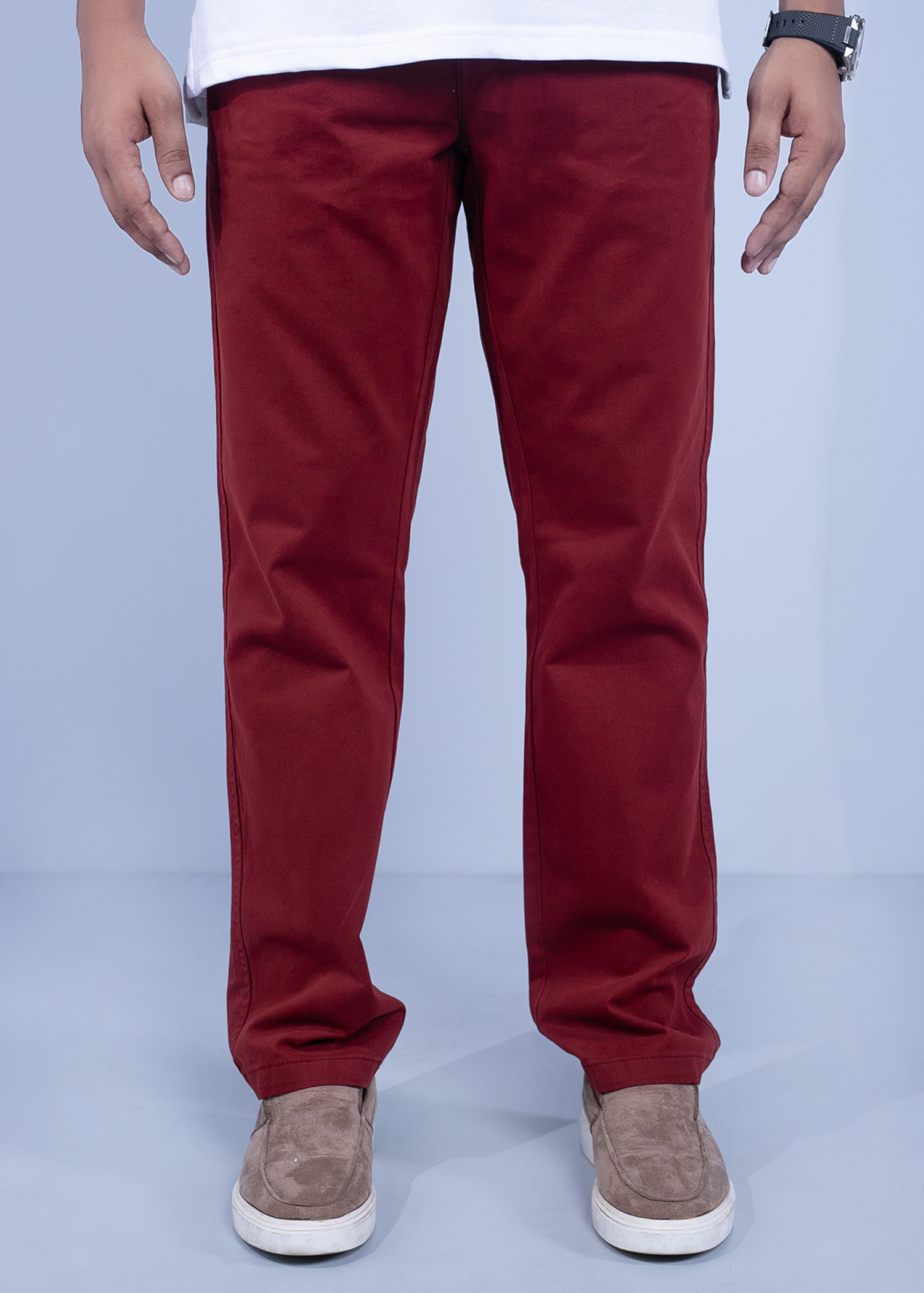 zagreb chino pant chestnut color half front view