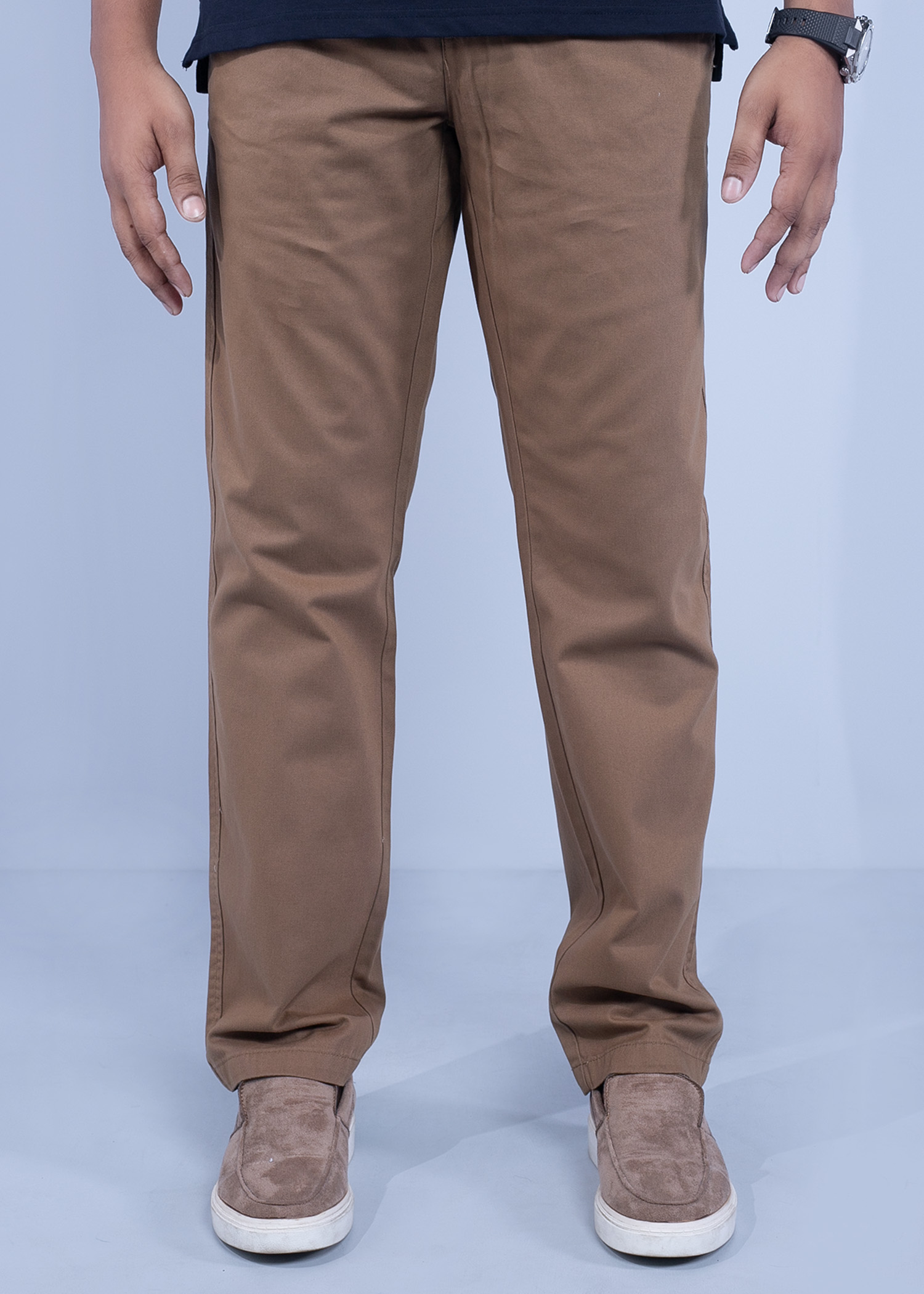 zagreb chino pant fawn color half front view