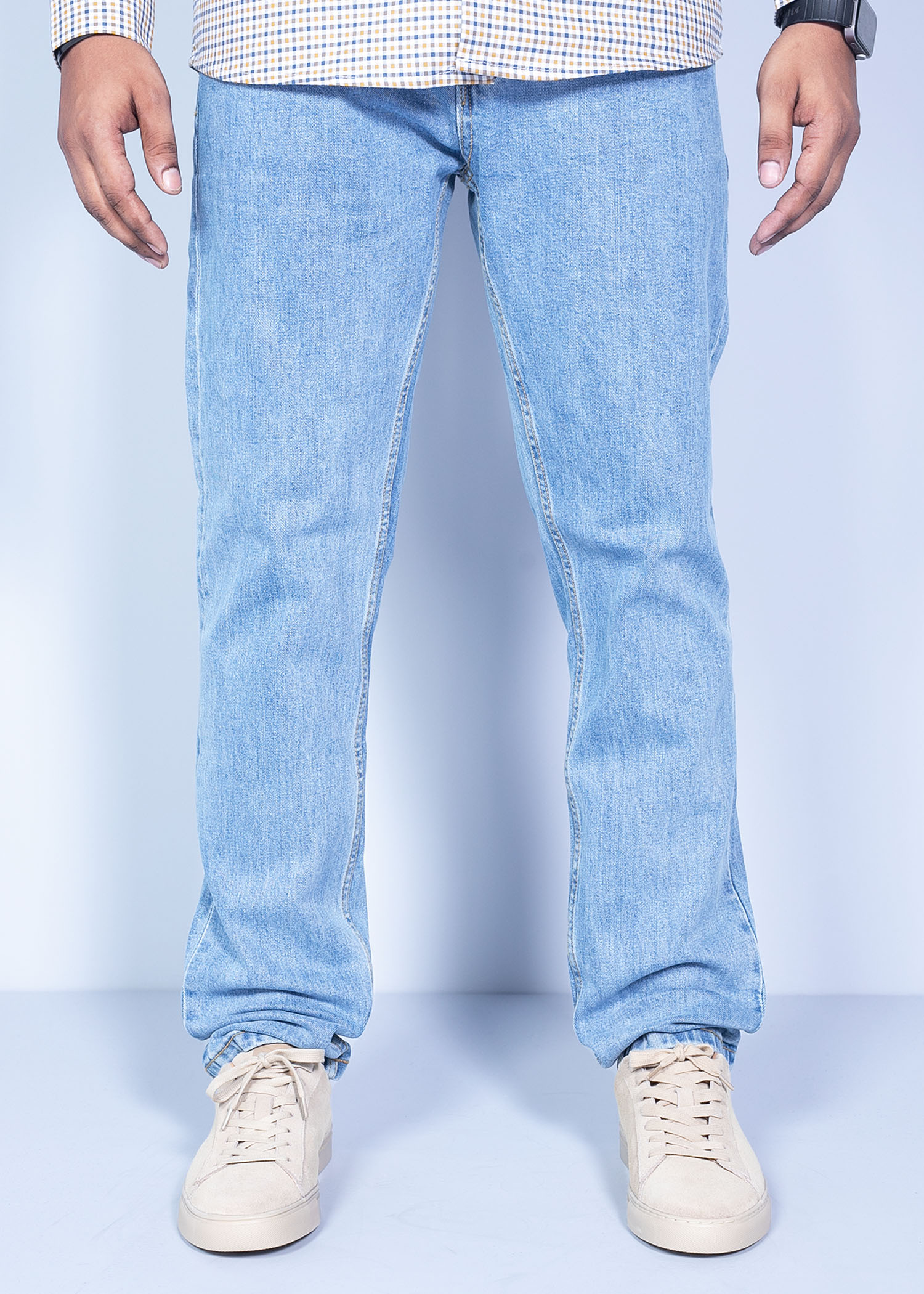 dakota denim pant mid light color half front view