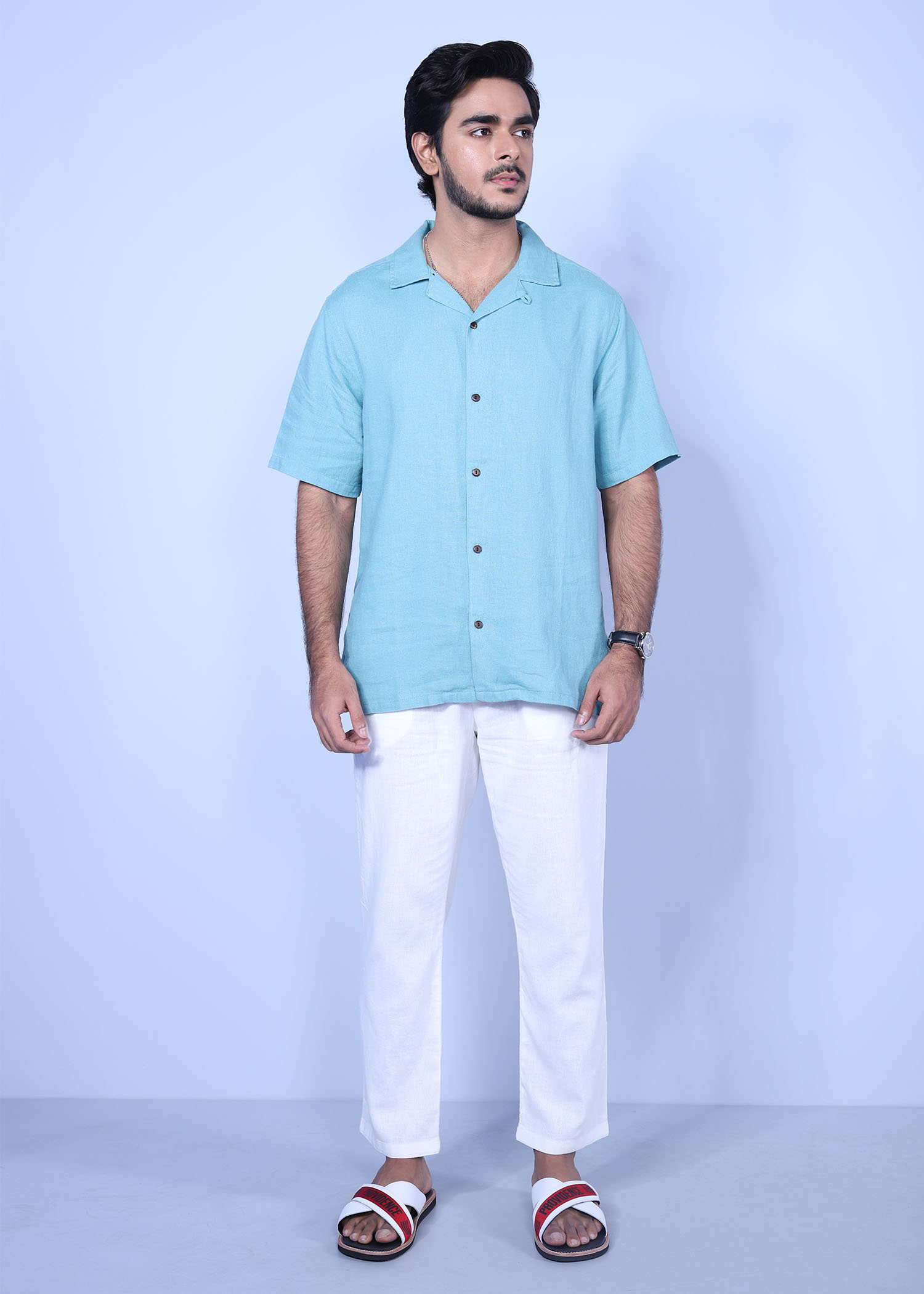 doha cotton chino white full front view