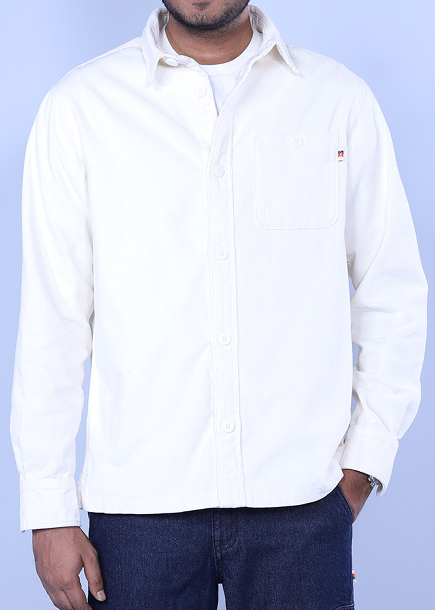 beijing corduroy shirt white color headcropped