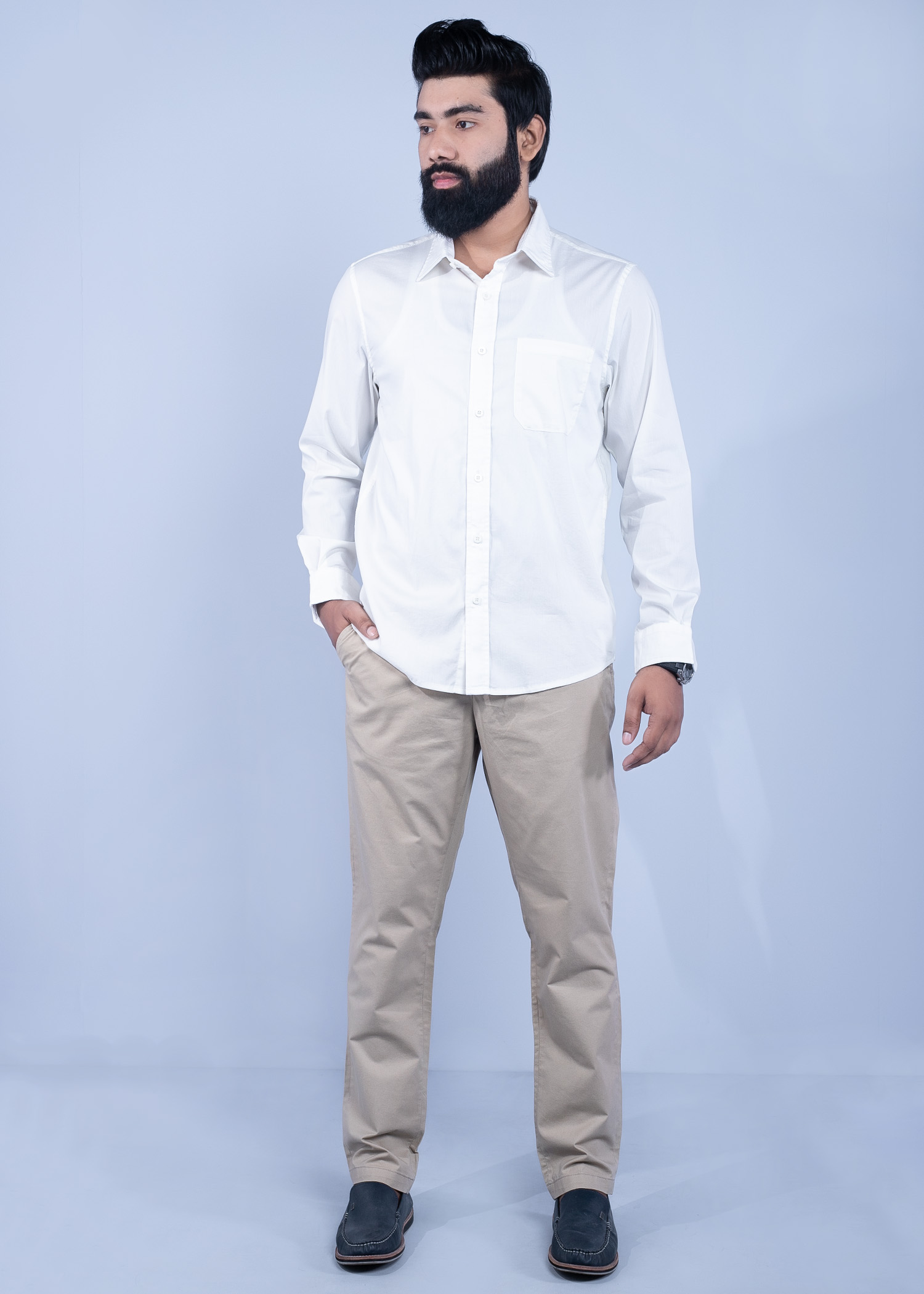 darab ls shirt cream white color full front view