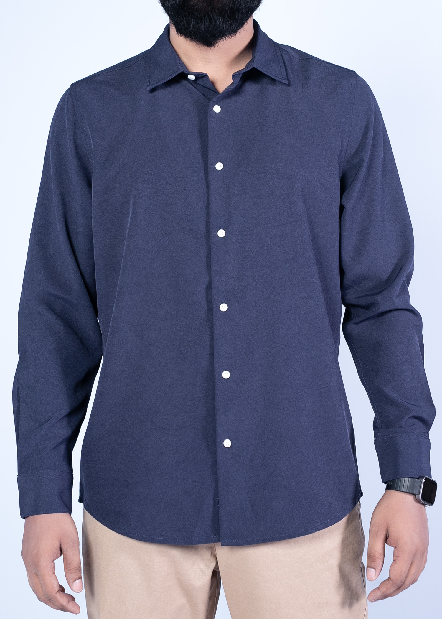 denver ls shirt navy color half front view