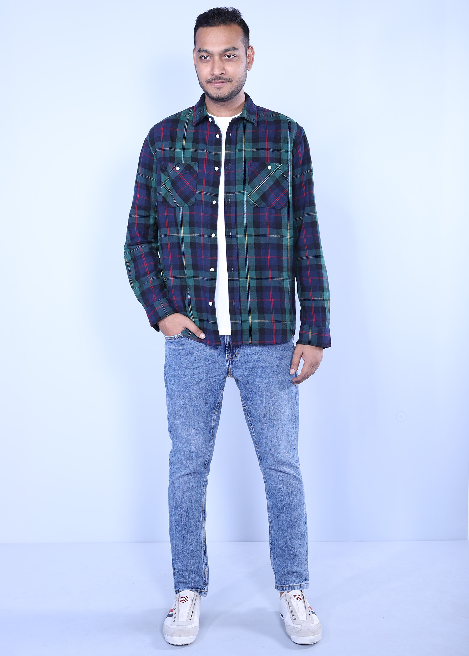mersin ls flannel shirt green color full front view