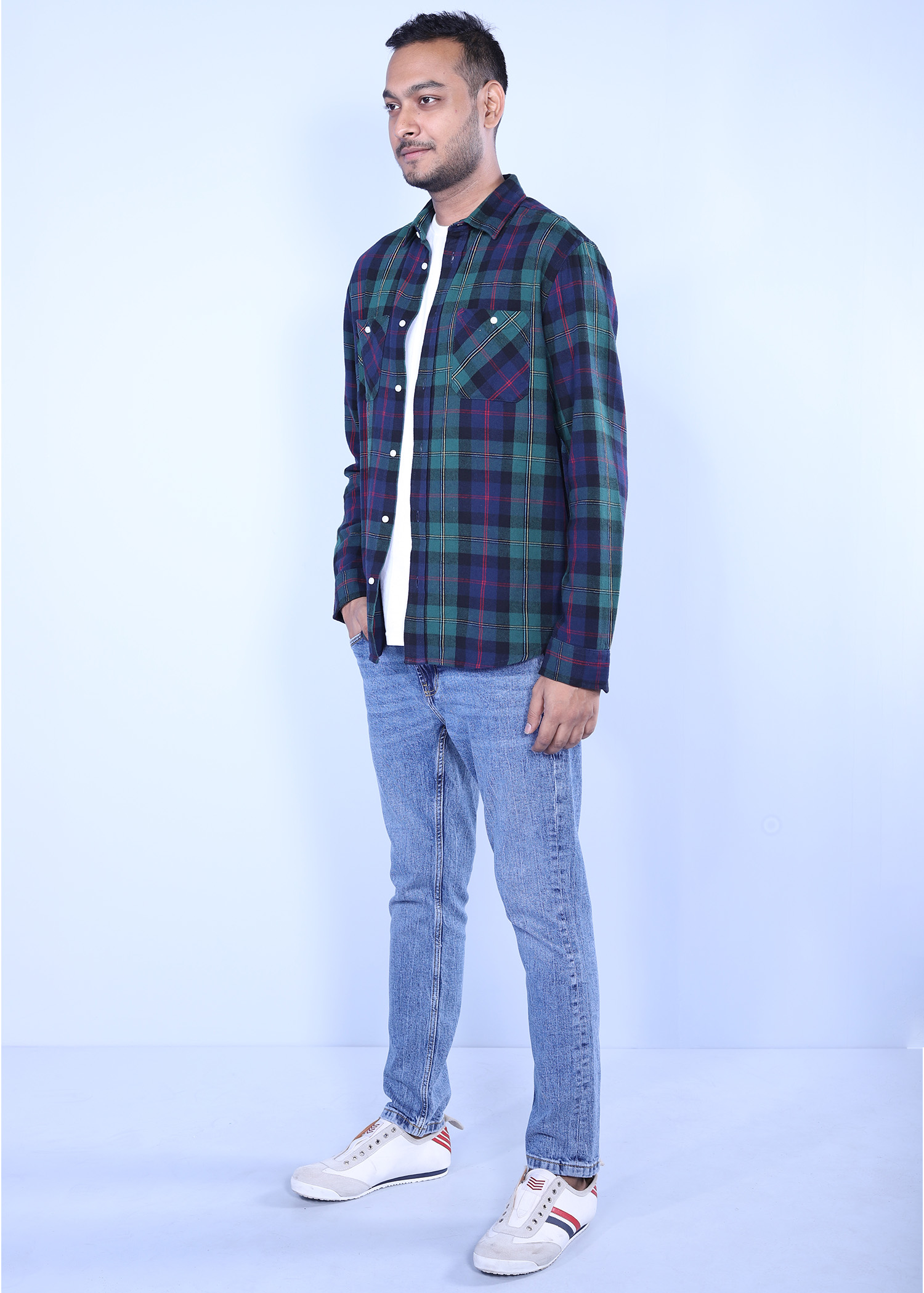 mersin ls flannel shirt green color side view