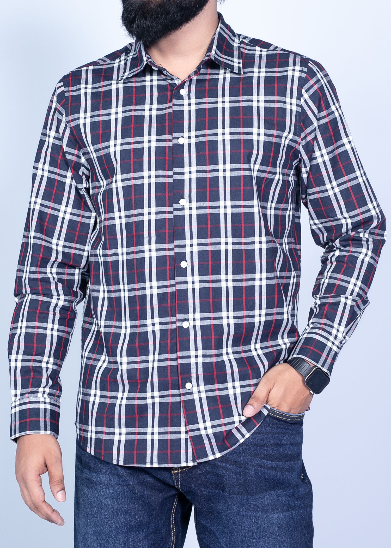 tarim ls shirt navy color half front view