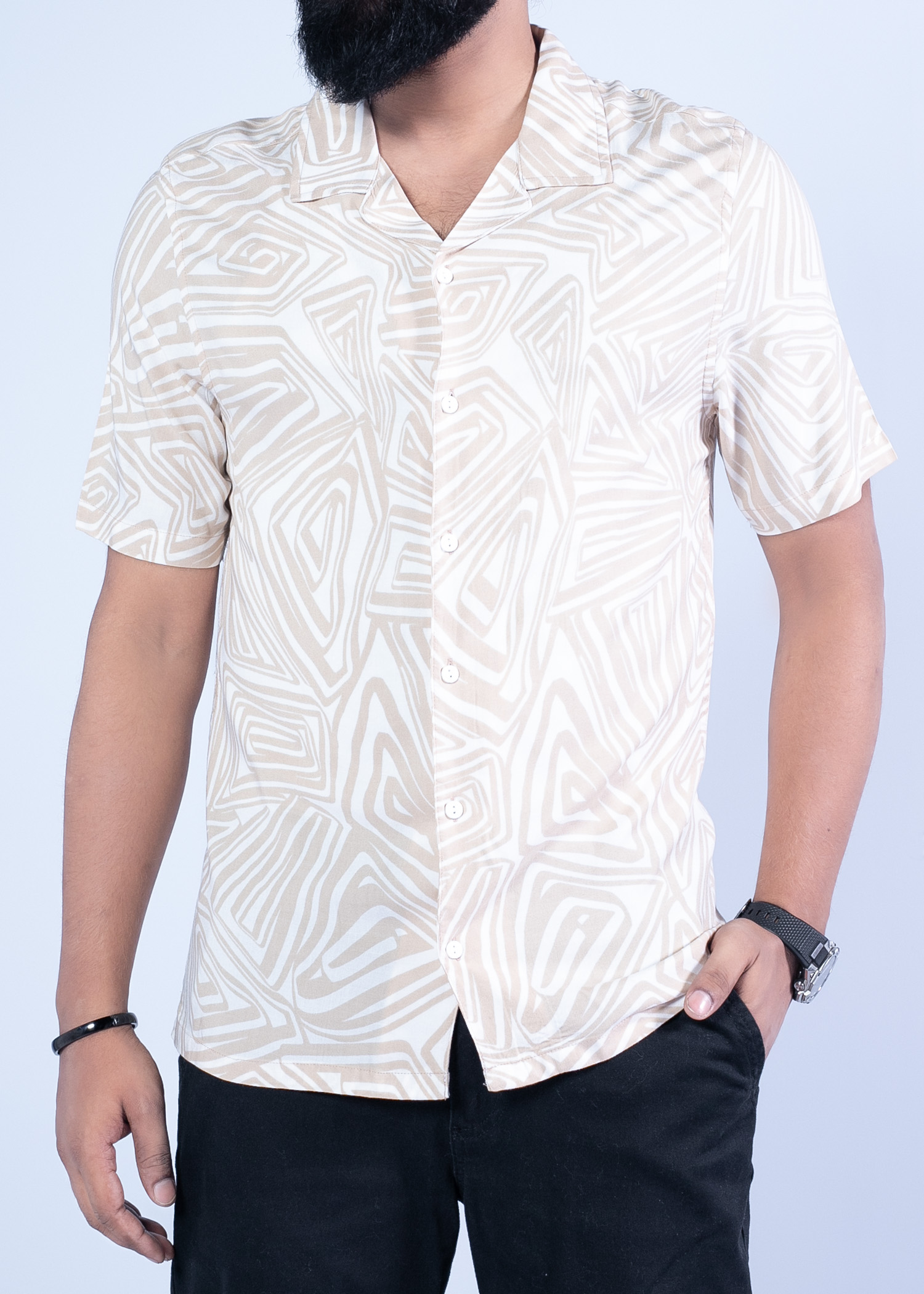 kadin hs shirt beige color half front view