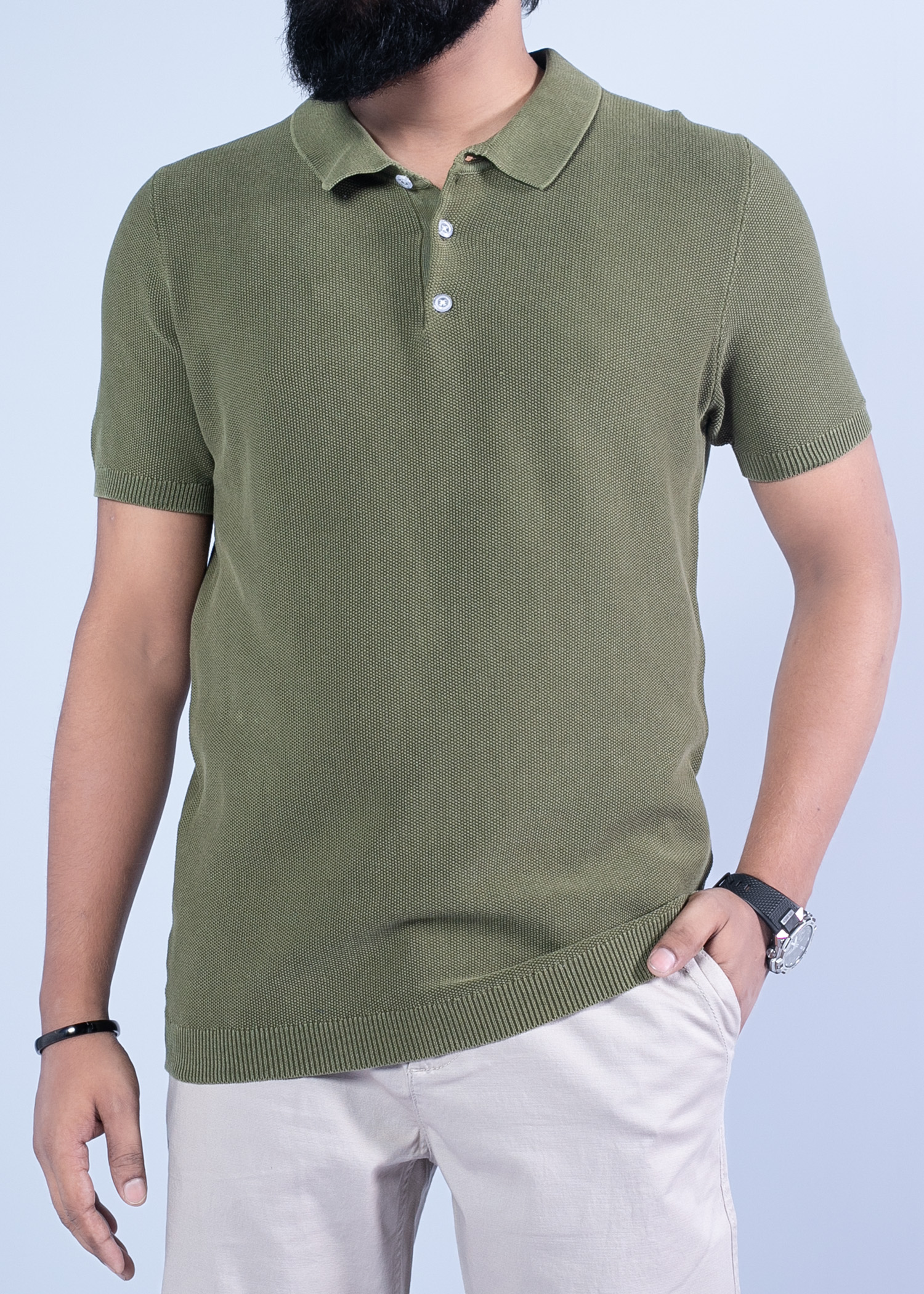 tanta polo khaki color half front view