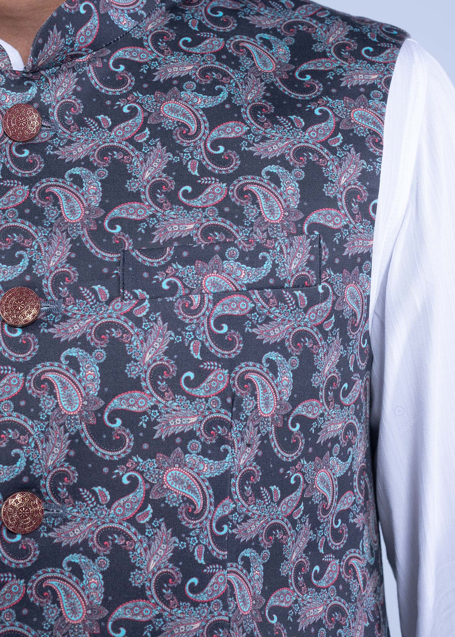 izmar vest paisley print color close front view