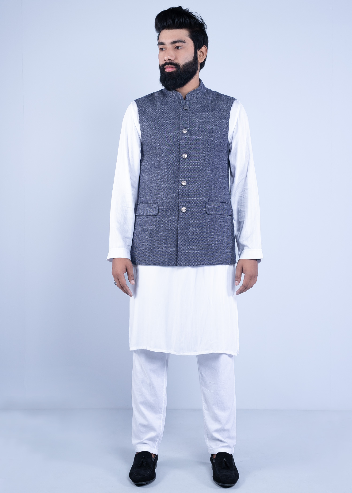 rawalpindi vest blue color full front view