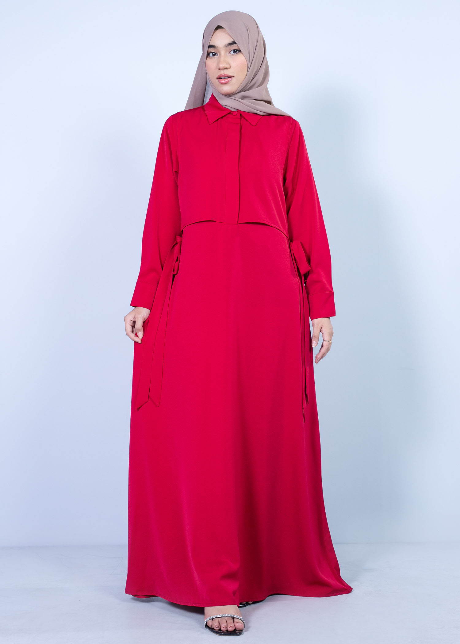 geum ladies long dress red color full front view