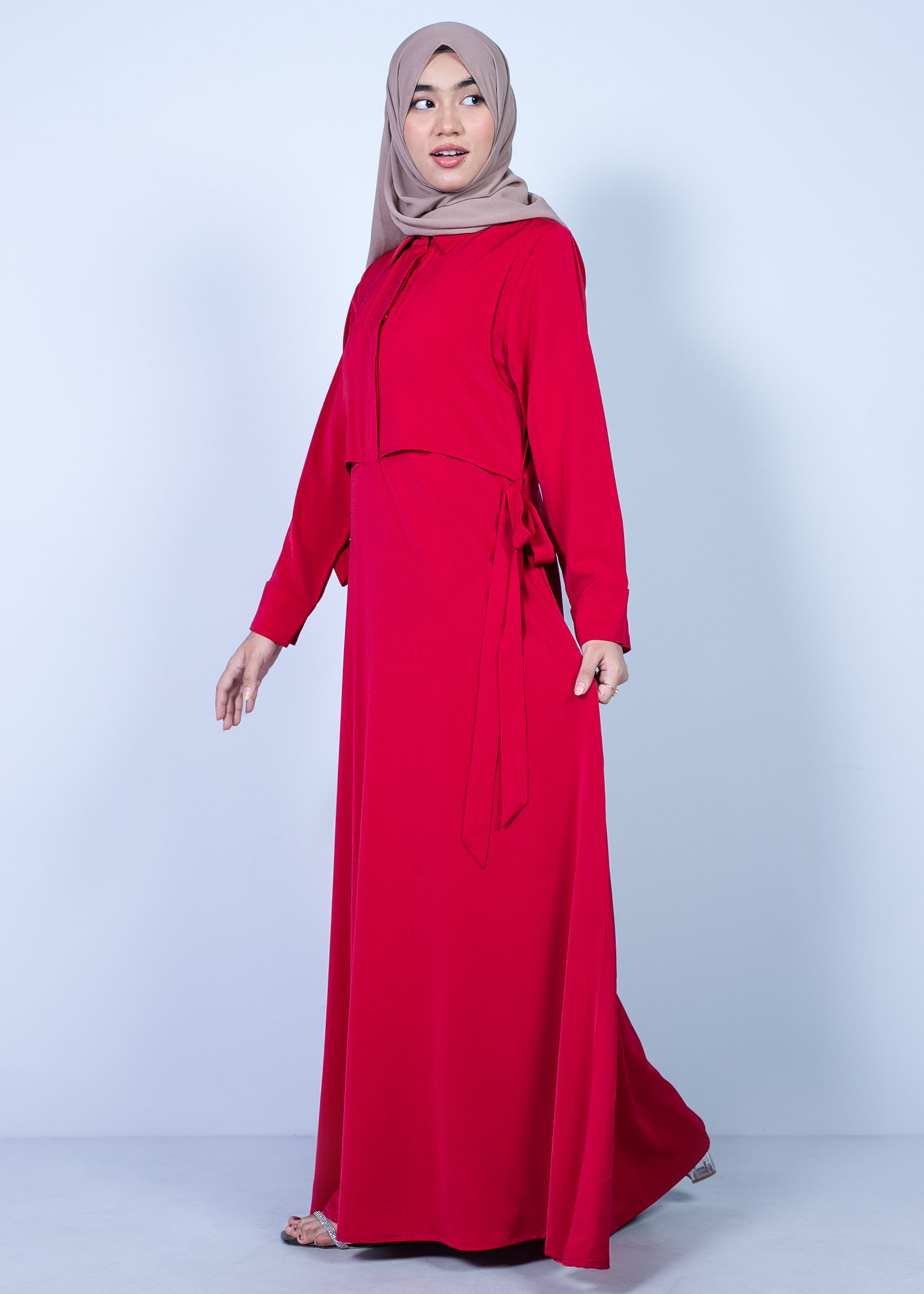 geum ladies long dress red color full side view