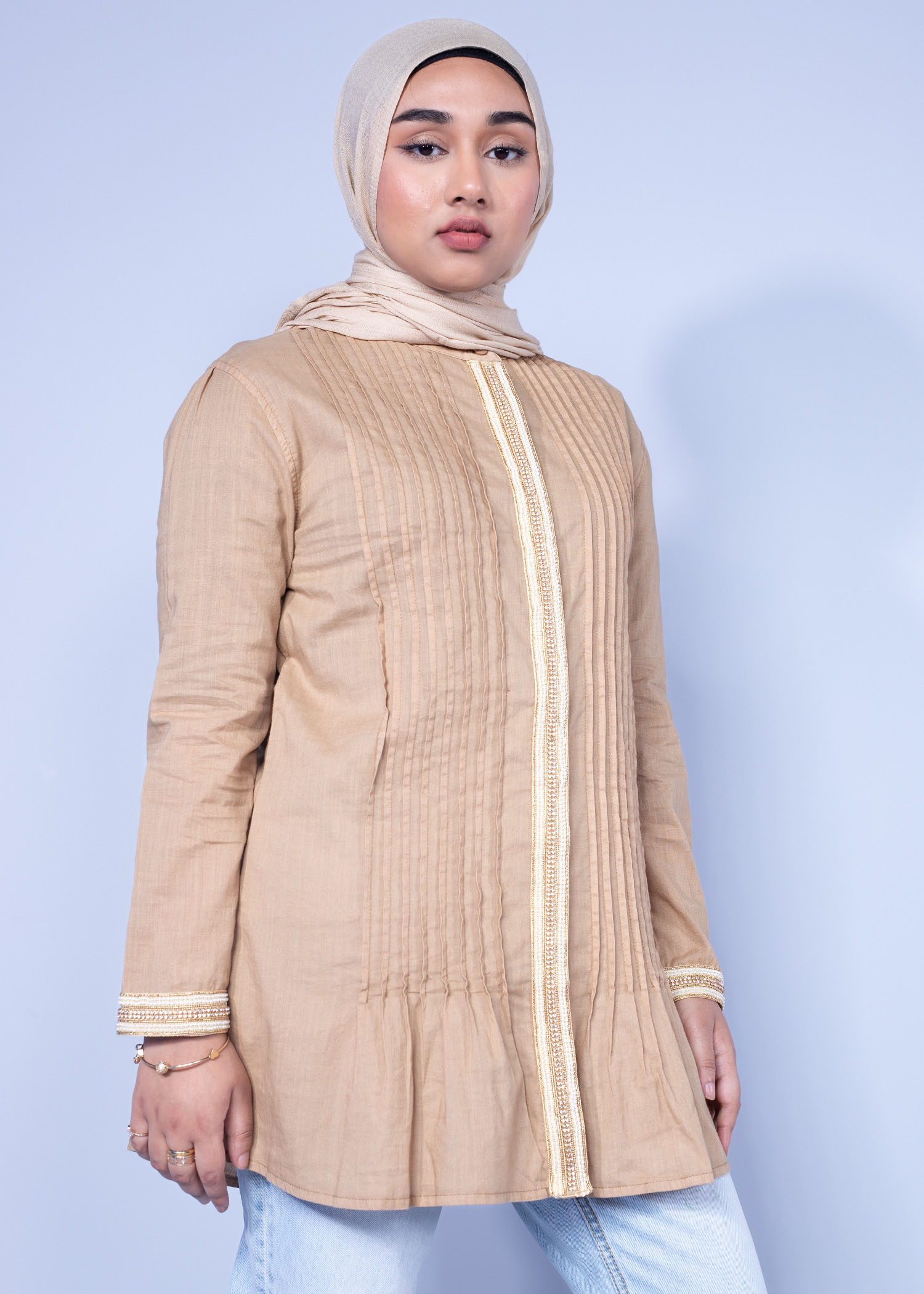 crateva ladies top beige color half side view