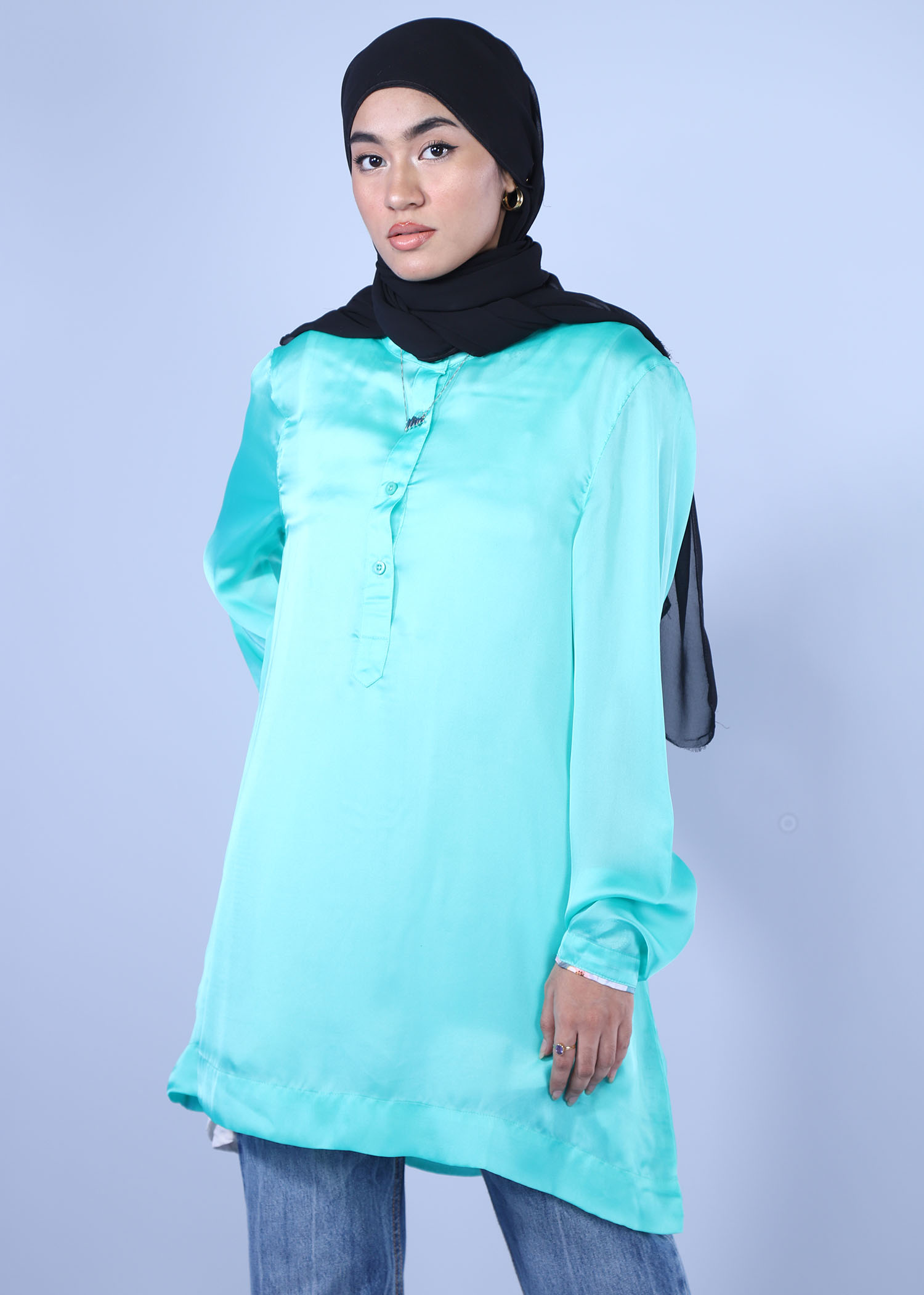 uvaria ladies tops ocean blue color half side view